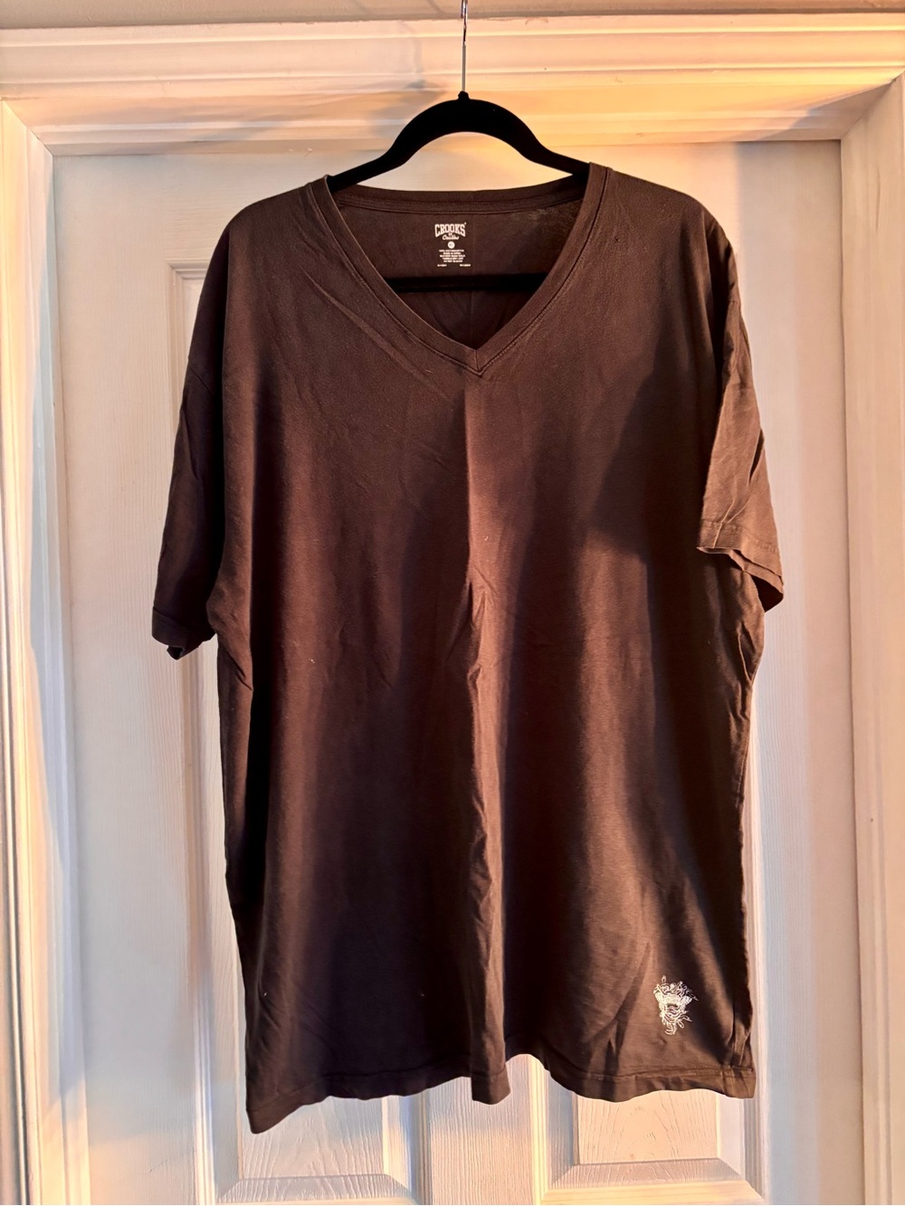 Crooks & Castles Black V-Neck Short Sleeve Tee with Small Logo